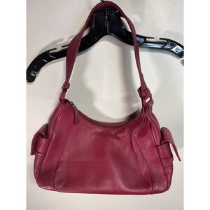 Vintage Rolfs Catherine Magic Leather SHOULDER BAG Purse Red Organizer 12x6